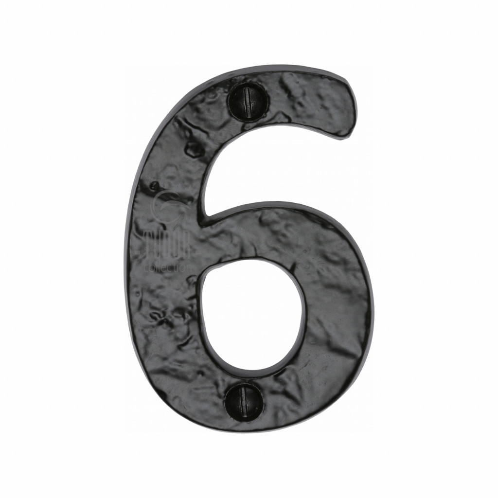 M Marcus Tudor Rustic Black Numeral 6 size 76mm